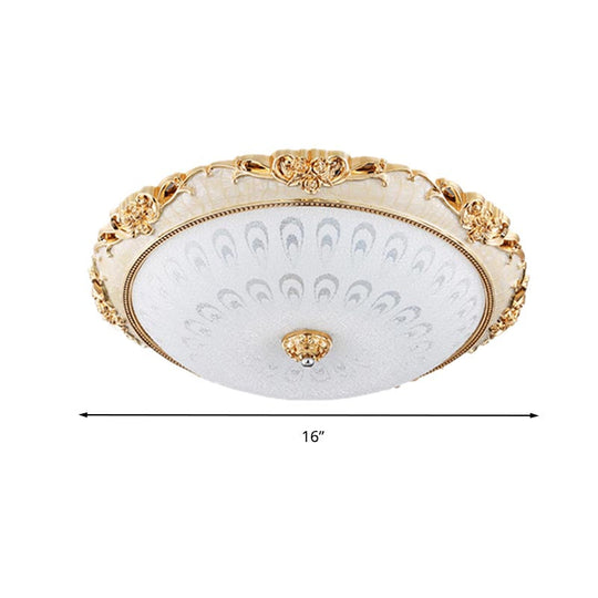 Dome Flush Mount LED Ceiling Light in Modern White Glass - 8"/12"/16" Wide - Gold/Silver Finish - White/3 Color Light Option