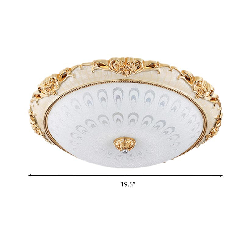 Dome Flush Mount LED Ceiling Light in Modern White Glass - 8"/12"/16" Wide - Gold/Silver Finish - White/3 Color Light Option