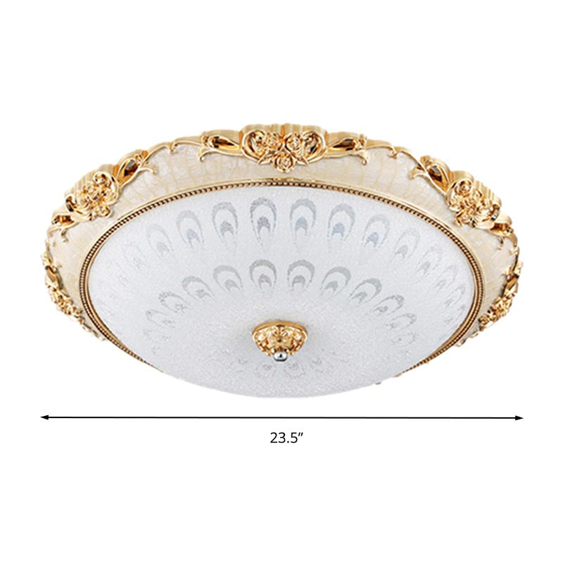 Dome Flush Mount LED Ceiling Light in Modern White Glass - 8"/12"/16" Wide - Gold/Silver Finish - White/3 Color Light Option