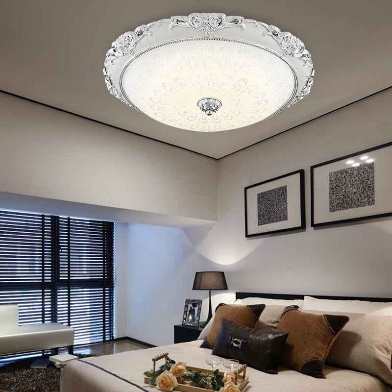 Dome Flush Mount LED Ceiling Light in Modern White Glass - 8"/12"/16" Wide - Gold/Silver Finish - White/3 Color Light Option