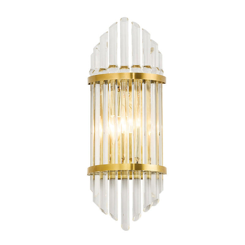 Minimalist Clear Crystal Sconce With Gold Finish - 2 Lights For Elegant Indoor Wall Lighting