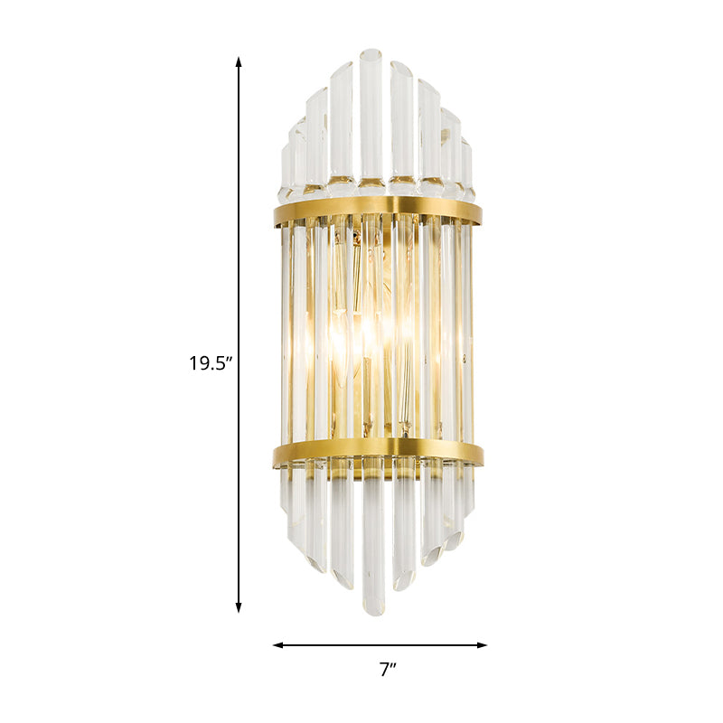 Minimalist Clear Crystal Sconce With Gold Finish - 2 Lights For Elegant Indoor Wall Lighting