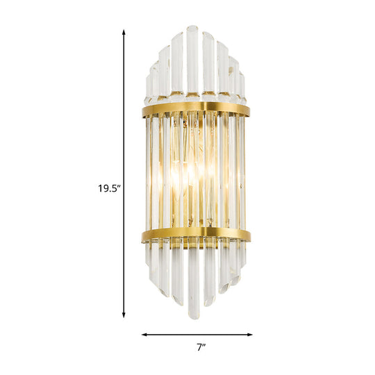 Minimalist Clear Crystal Sconce With Gold Finish - 2 Lights For Elegant Indoor Wall Lighting