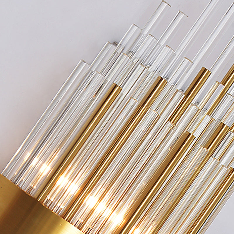 Minimalist Linear Crystal Wall Lamp - 2-Light Sconce In Gold For Indoor Décor