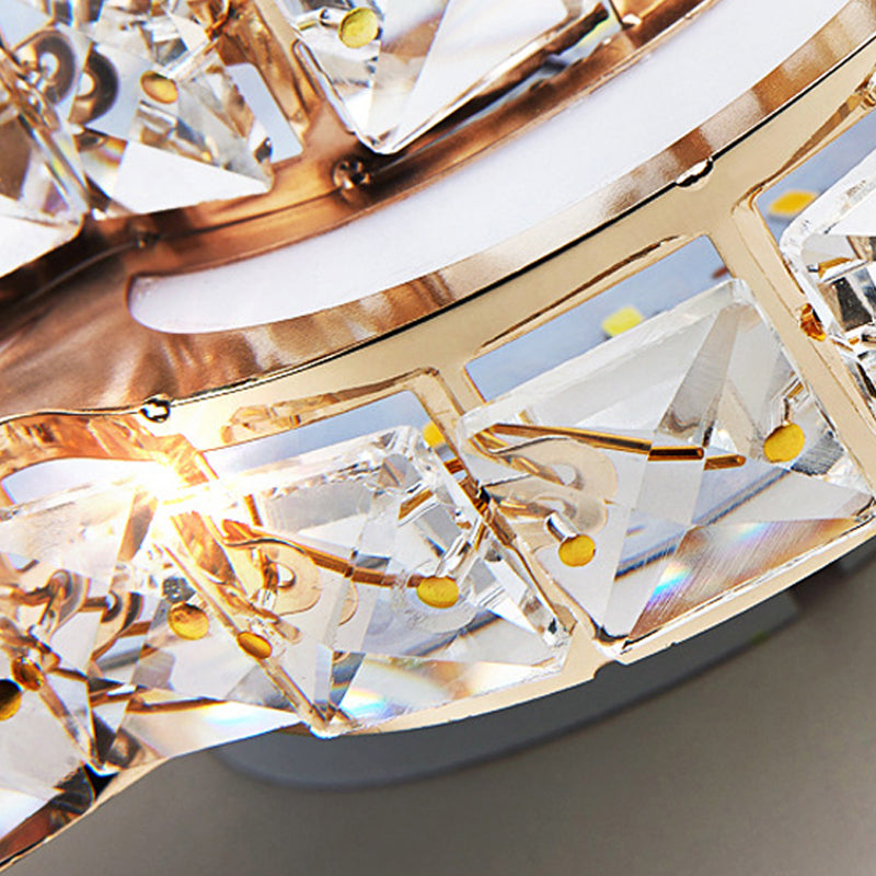 Modern Crystal Block Flower Flush Mount Led Ceiling Light Fixture 10/12/14 W White Recessed/Surface