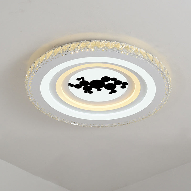 Plafonnier LED en cristal moderne pour salles à manger - Design rond, montage encastré, finition blanche