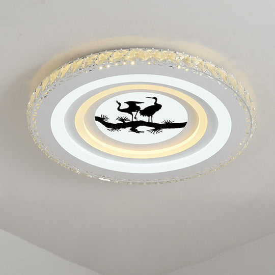 Plafonnier LED en cristal moderne pour salles à manger - Design rond, montage encastré, finition blanche