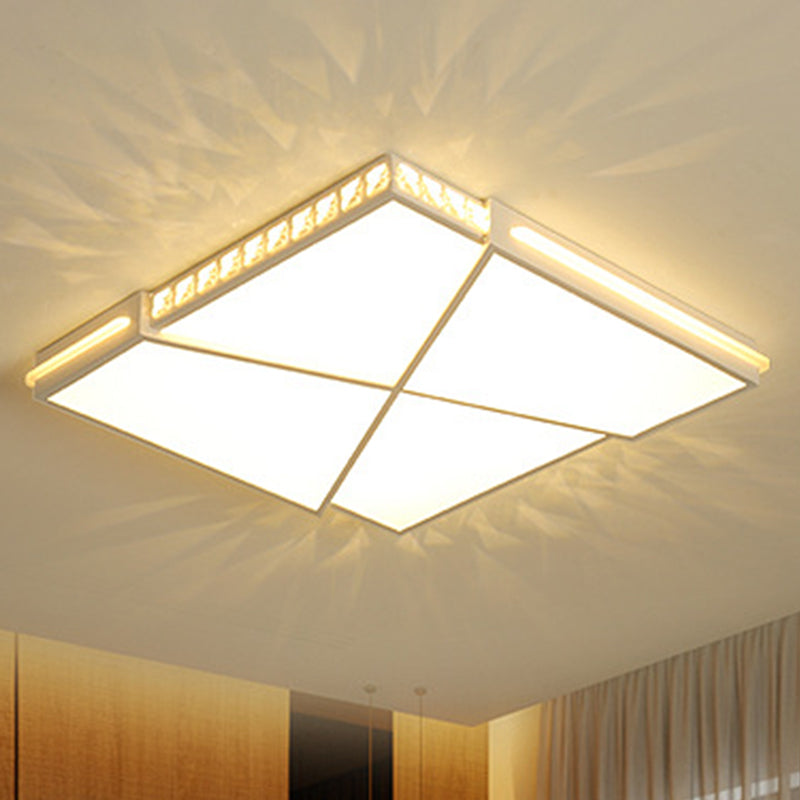 Modern K9 Crystal Led Flush Mount Ceiling Light With Remote Control Dimming White - Available In