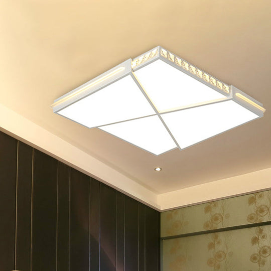 Modern K9 Crystal Led Flush Mount Ceiling Light With Remote Control Dimming White - Available In