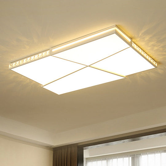 Plafonnier LED encastré en cristal K9 moderne avec variateur d'intensité à distance, lumière blanche - Disponible en rectangle/carré, 16,5"/20,5"/35,5" de large