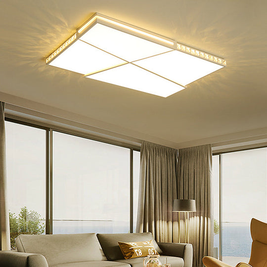 Modern K9 Crystal Led Flush Mount Ceiling Light With Remote Control Dimming White - Available In