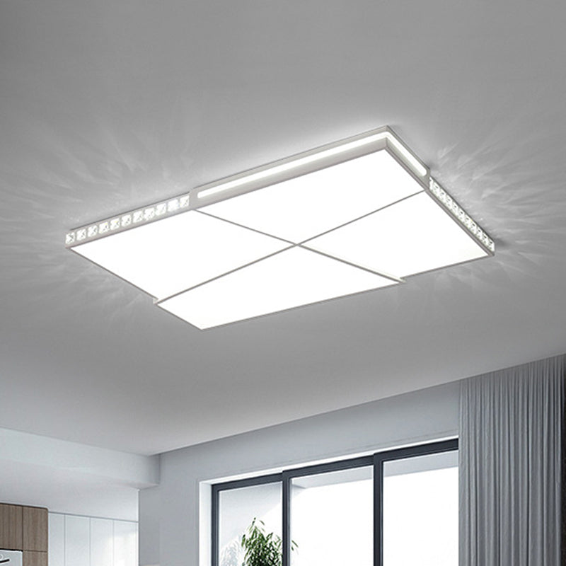 Modern K9 Crystal Led Flush Mount Ceiling Light With Remote Control Dimming White - Available In