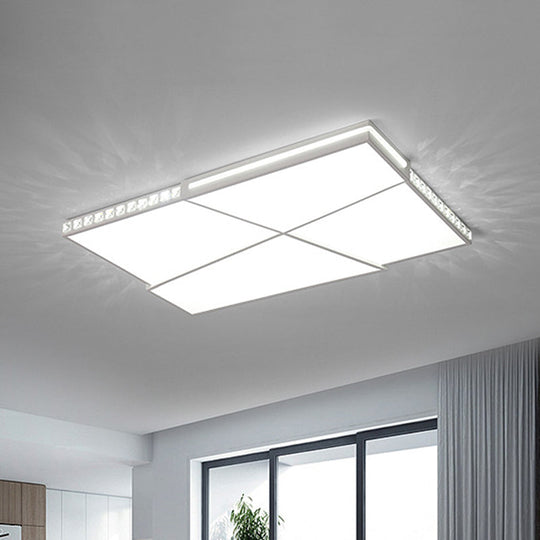 Modern K9 Crystal Led Flush Mount Ceiling Light With Remote Control Dimming White - Available In