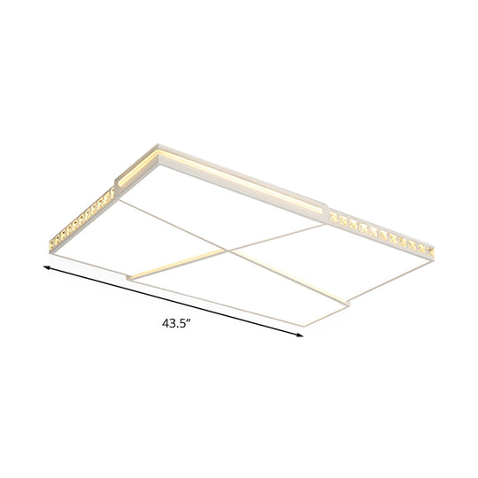 Plafonnier LED encastré en cristal K9 moderne avec variateur d'intensité à distance, lumière blanche - Disponible en rectangle/carré, 16,5"/20,5"/35,5" de large