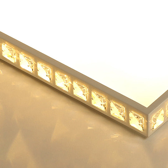 Modern K9 Crystal Led Flush Mount Ceiling Light With Remote Control Dimming White - Available In