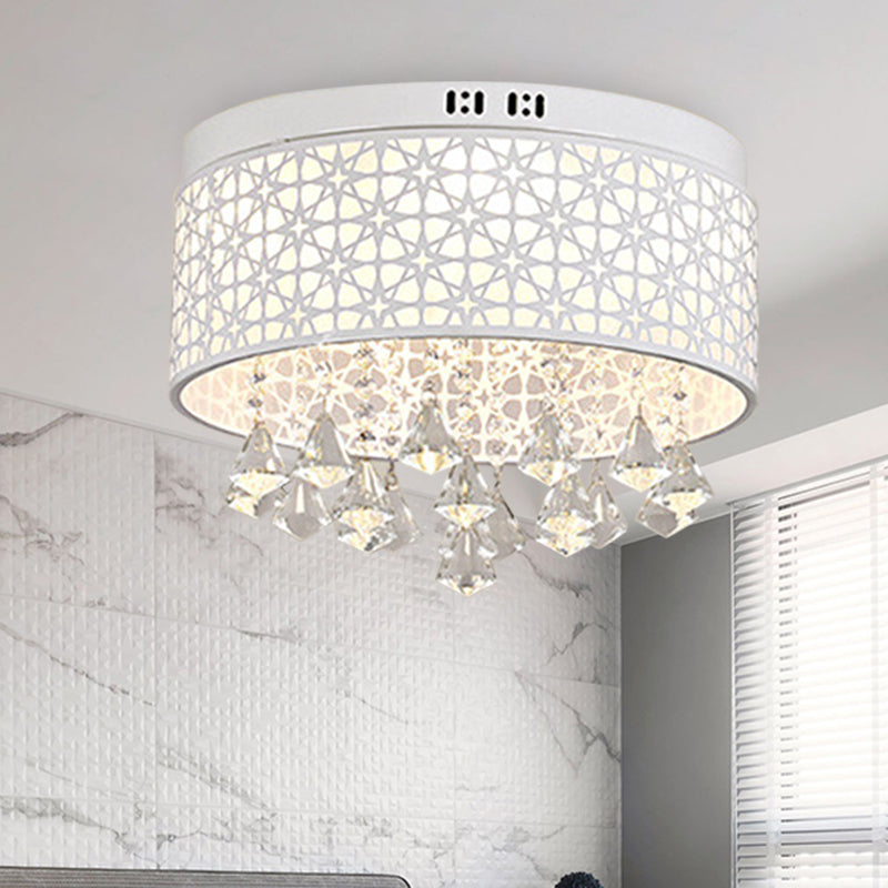 White Angel/Crystal Bead Flush Mount LED Bedroom Light - Simple Metal Design, Multiple Sizes Available