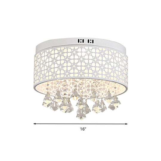 White Angel/Crystal Bead Flush Mount Led Bedroom Light - Simple Metal Design Multiple Sizes