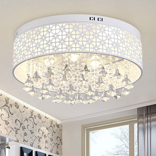 White Angel/Crystal Bead Flush Mount Led Bedroom Light - Simple Metal Design Multiple Sizes