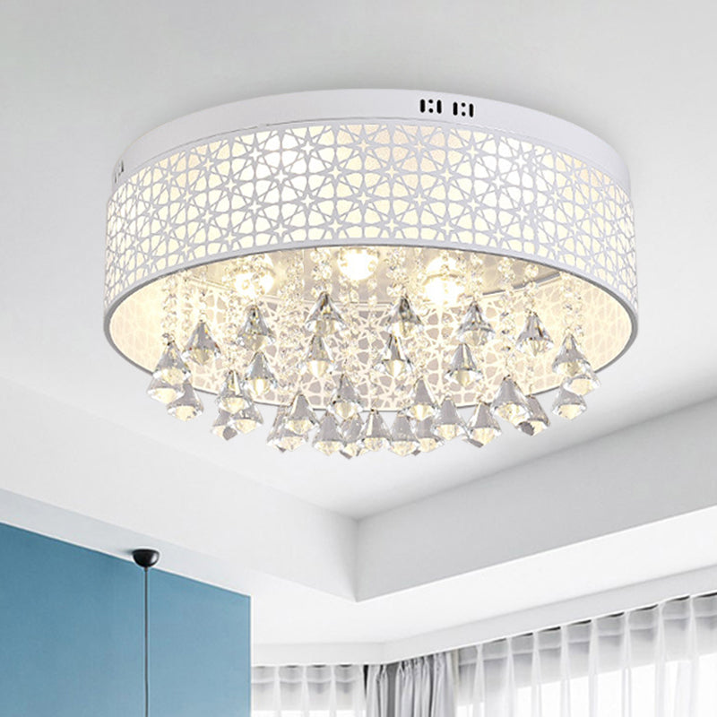 White Angel/Crystal Bead Flush Mount LED Bedroom Light - Simple Metal Design, Multiple Sizes Available