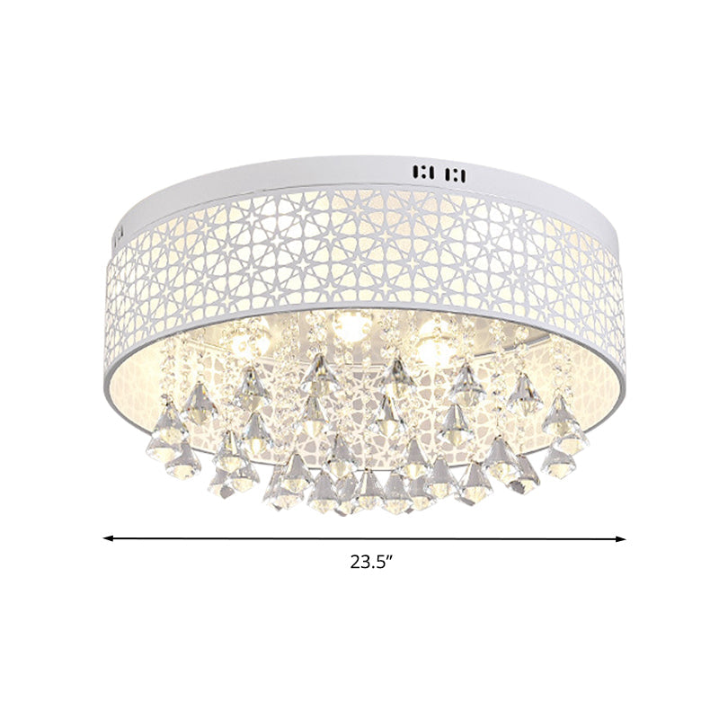 White Angel/Crystal Bead Flush Mount LED Bedroom Light - Simple Metal Design, Multiple Sizes Available