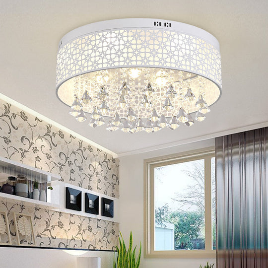 White Angel/Crystal Bead Flush Mount Led Bedroom Light - Simple Metal Design Multiple Sizes