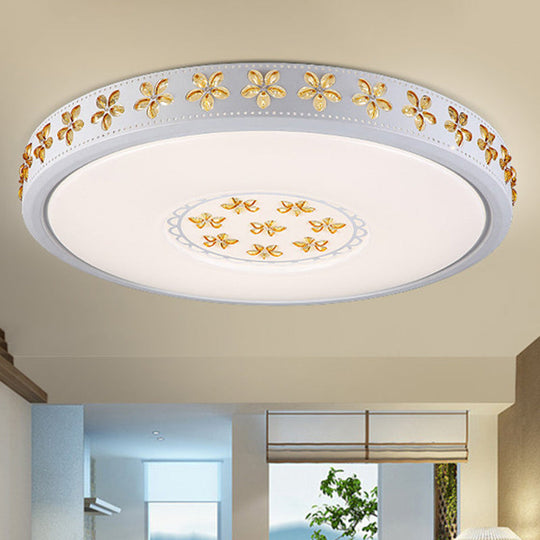 12/16.5/20.5 White Flower Flush Mount Acrylic Led Living Room Light In White/3 Color Options/Fourth