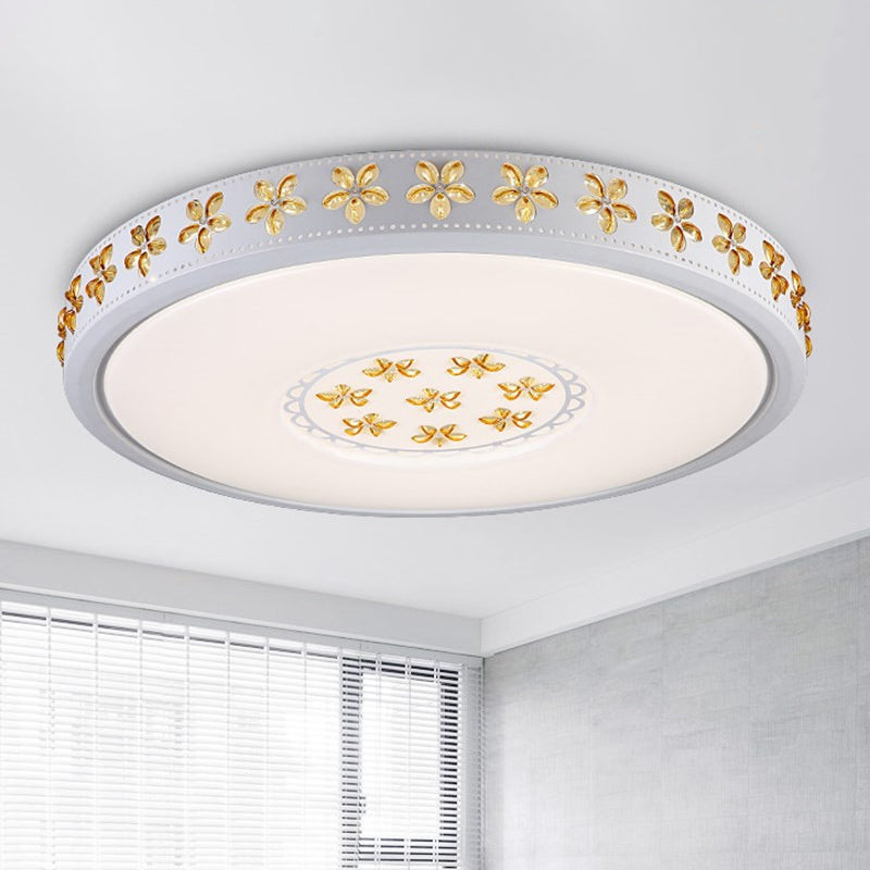 12/16.5/20.5 White Flower Flush Mount Acrylic Led Living Room Light In White/3 Color Options/Fourth