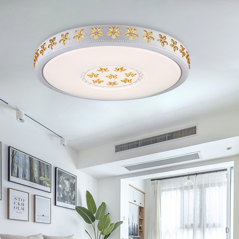 12/16.5/20.5 White Flower Flush Mount Acrylic Led Living Room Light In White/3 Color Options/Fourth