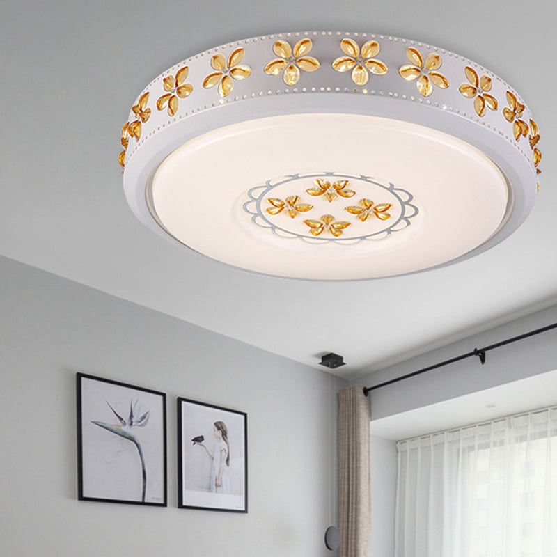 12"/16.5"/20.5" White Flower Flush Mount Acrylic LED Living Room Light in White/3 Color Options/Fourth Gear Dimmable