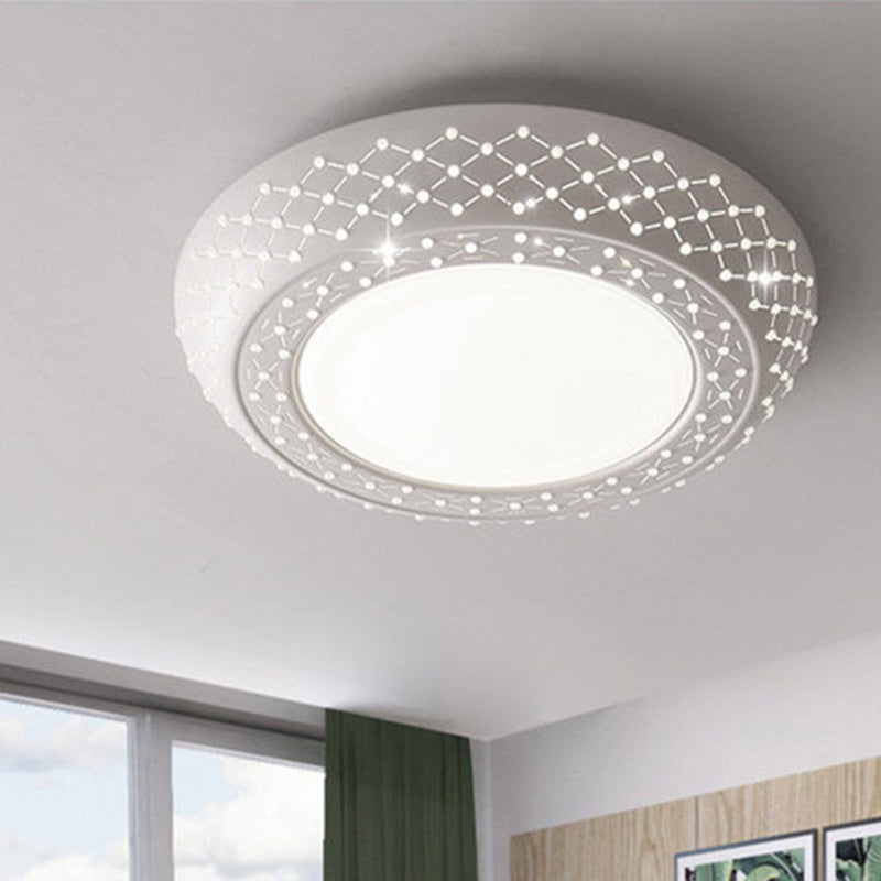 23"/35" Simplistic LED Acrylic White Ceiling Light - Bedroom Flush Mount Lamp in White/3 Color Light