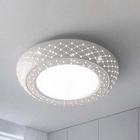 23"/35" Simplistic LED Acrylic White Ceiling Light - Bedroom Flush Mount Lamp in White/3 Color Light