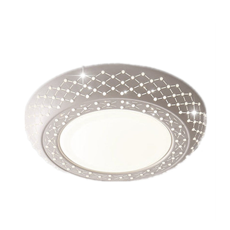 23"/35" Simplistic LED Acrylic White Ceiling Light - Bedroom Flush Mount Lamp in White/3 Color Light