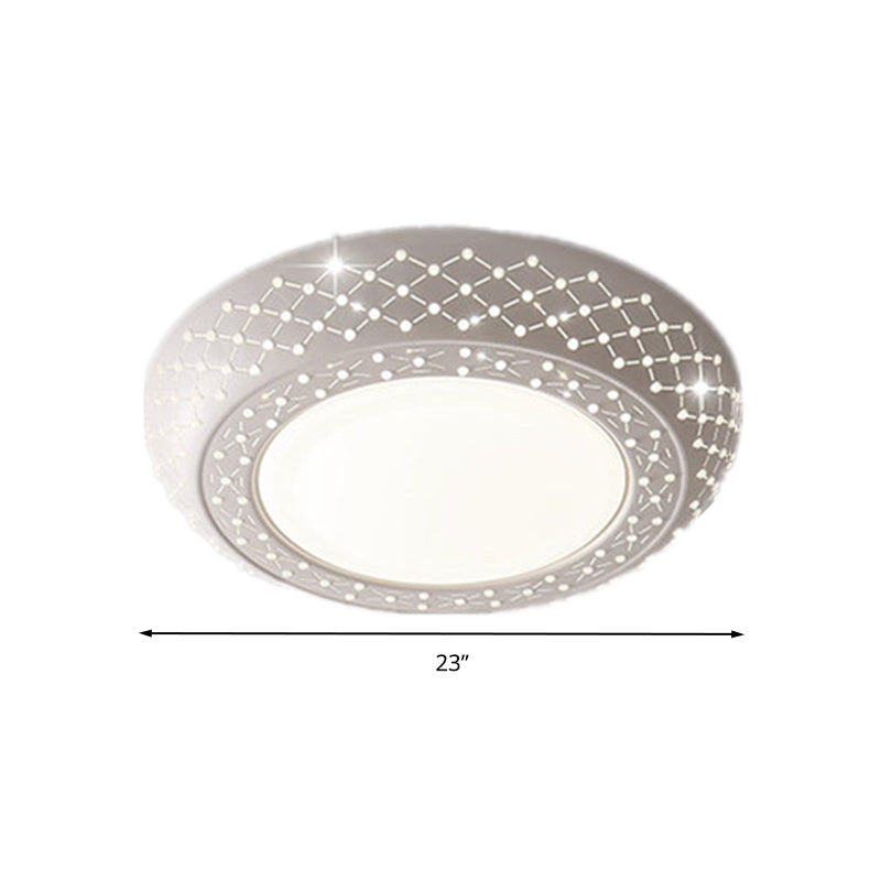 23"/35" Simplistic LED Acrylic White Ceiling Light - Bedroom Flush Mount Lamp in White/3 Color Light