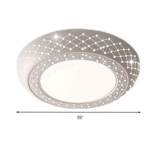 23"/35" Simplistic LED Acrylic White Ceiling Light - Bedroom Flush Mount Lamp in White/3 Color Light