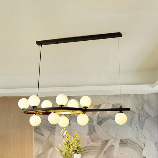 Nordic Bubble Island Pendant Light - 11 Lights Metallic Black Finish Ideal For Restaurants