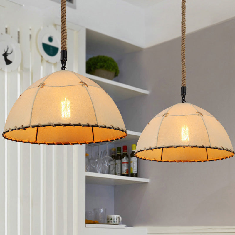 Traditional Beige Fabric Pendant Light Kit For Restaurant