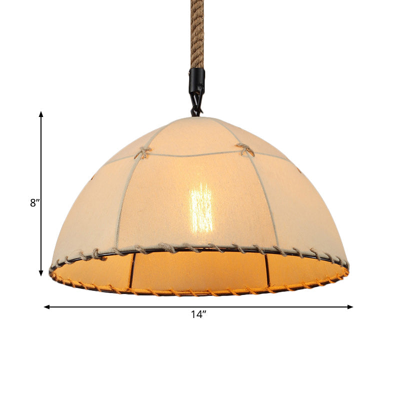 Traditional Beige Fabric Pendant Light Kit For Restaurant