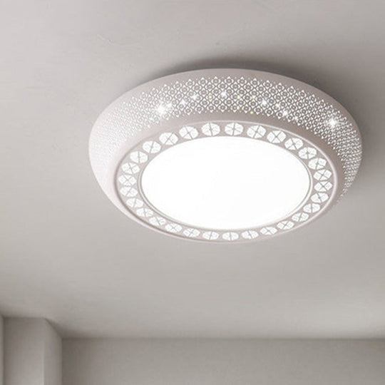 23"/35" W Flush Mount LED Ceiling Light: Simple Cutout Design, Acrylic, White, Bedroom Lighting in White/3 Color Light Options