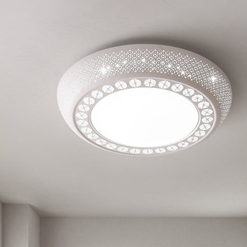 23/35 W Flush Mount Led Ceiling Light: Simple Cutout Design Acrylic White Bedroom Lighting In