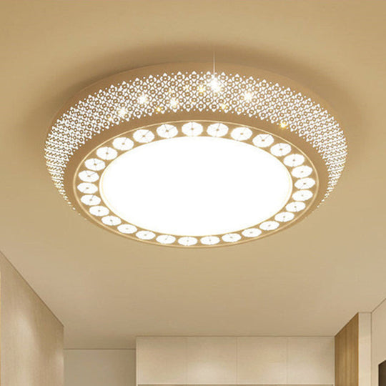 23"/35" W Flush Mount LED Ceiling Light: Simple Cutout Design, Acrylic, White, Bedroom Lighting in White/3 Color Light Options