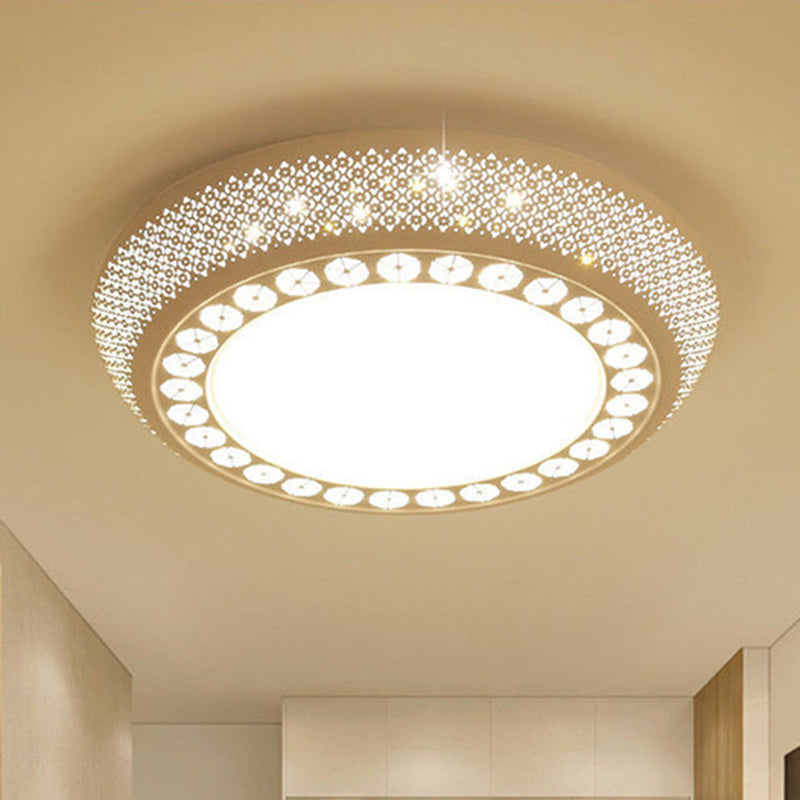 23/35 W Flush Mount Led Ceiling Light: Simple Cutout Design Acrylic White Bedroom Lighting In