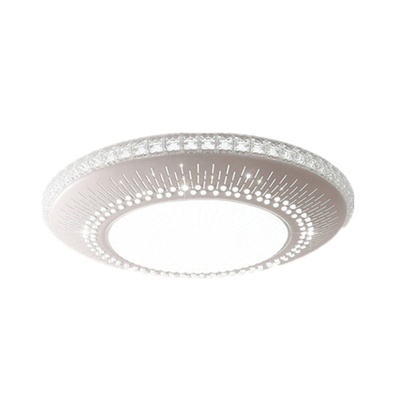 White Round LED Bedroom Flush Light in 21"/25" with Simple Acrylic Design and 3 Color Options