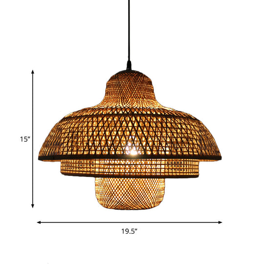 Rustic Bamboo Hanging Pendant Lamp With Tiered Design - Perfect For Living Room