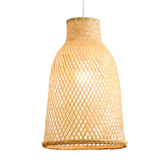 Trumpet Pendant Lighting Bamboo Wood Hanging Light Fixture