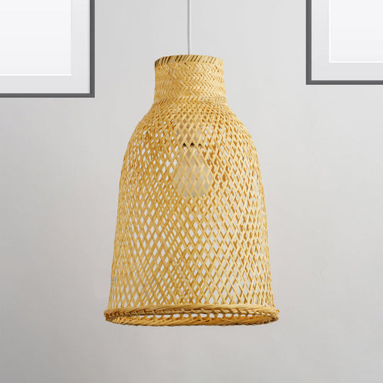 Trumpet Pendant Lighting Bamboo Wood Hanging Light Fixture