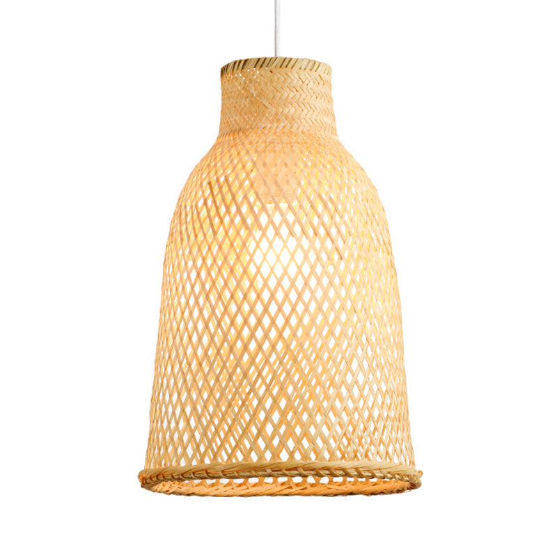 Trumpet Pendant Lighting Bamboo Wood Hanging Light Fixture