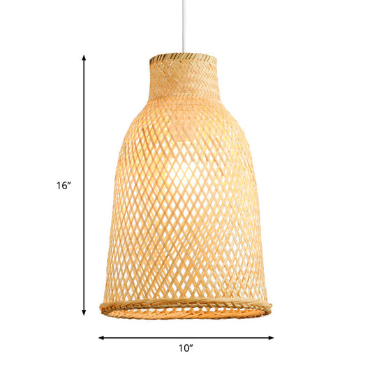 Trumpet Pendant Lighting Bamboo Wood Hanging Light Fixture