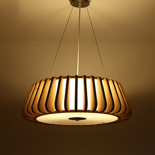 Tapered Suspension Lighting Traditional Wood & Nickel Ceiling Light - 19.5/23.5 Wide 1 Bulb