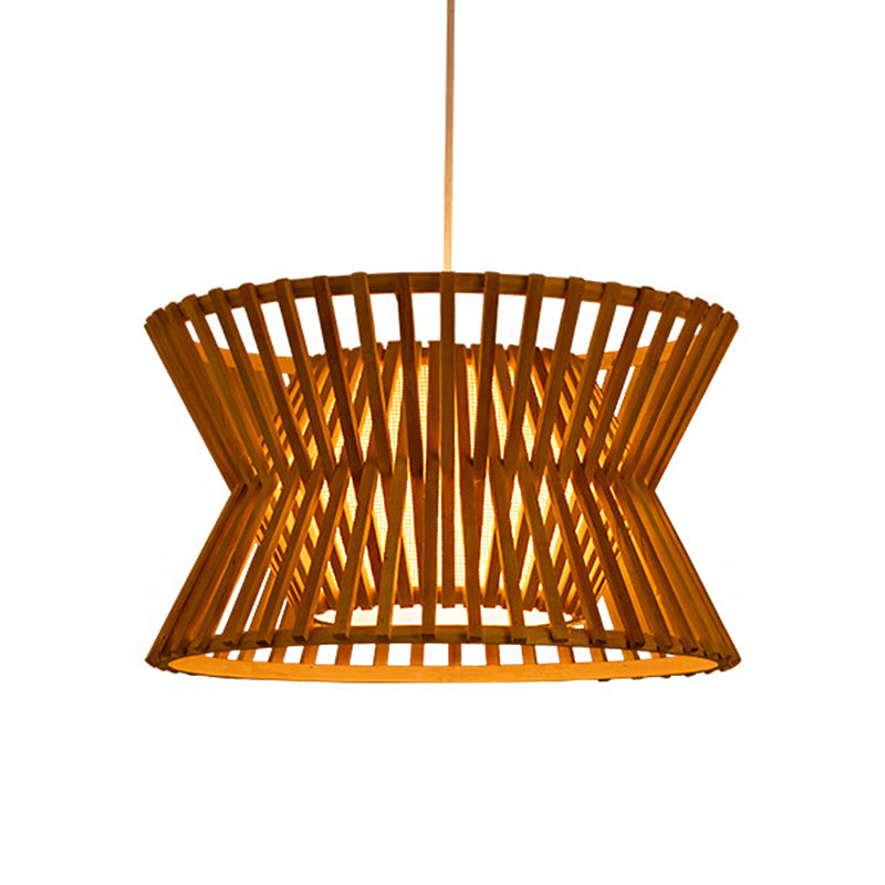 Traditional Wood Pendant Lighting: Laser Cut Bamboo Ceiling Light With 1 Bulb