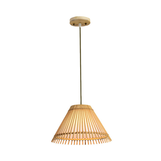 Bamboo Cone Ceiling Lamp: Modern Wood Pendant Light - Ideal For Living Room